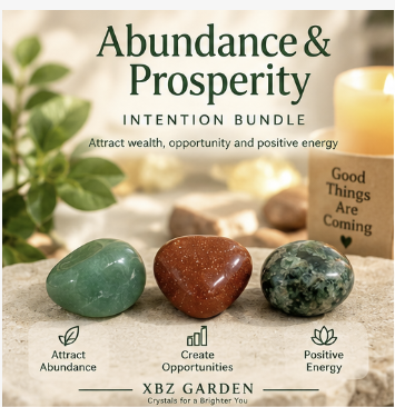 abundance and prosperity intention bundle summary with three stones