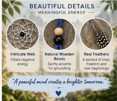Calm Is Your Power Blue Double-Hoop Dreamcatcher meaningful energy