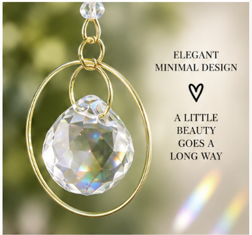catch the light gold circle crystal suncatcher circle closeup elegant minimal design a little beauty goes a long way