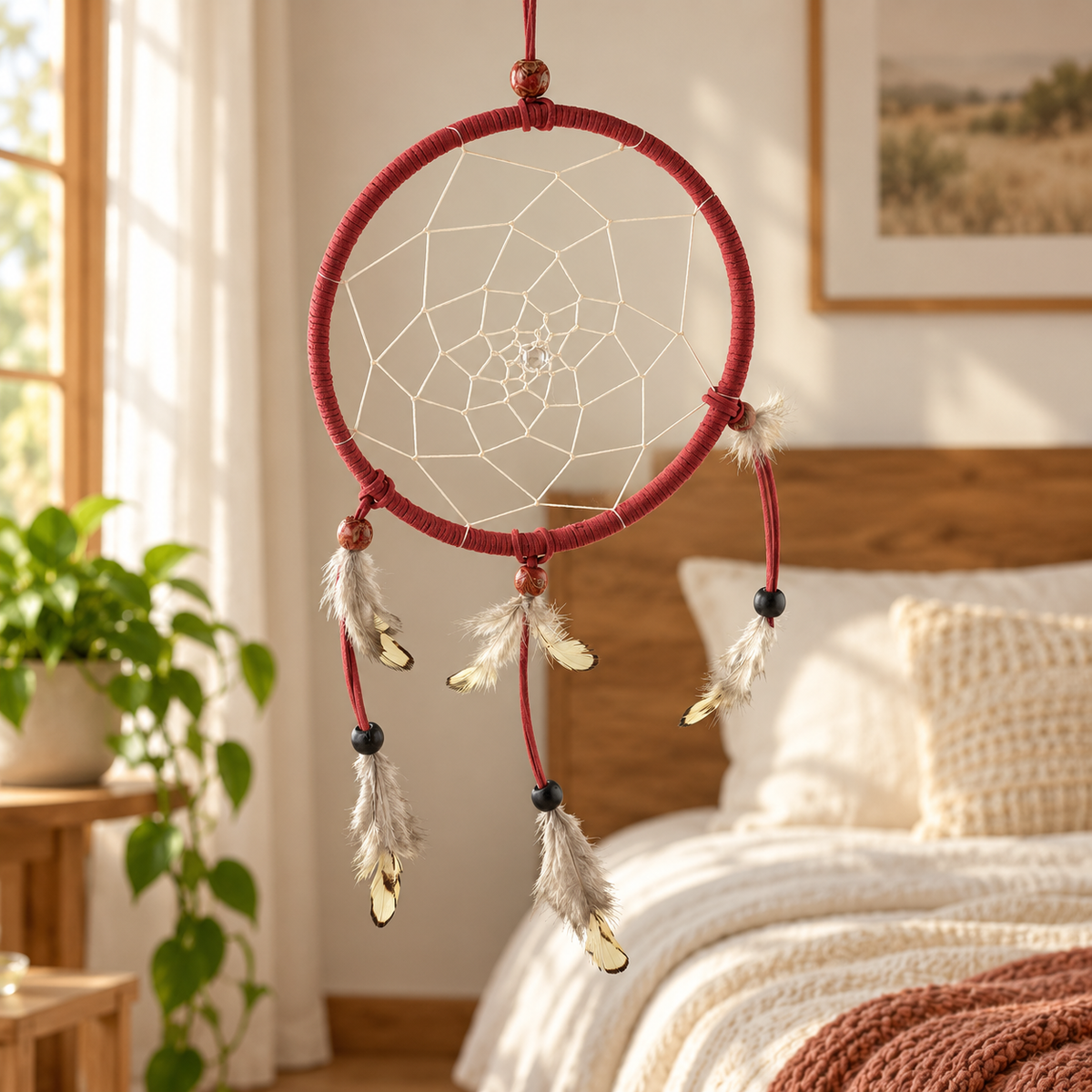 Courage & Renewal Red Dreamcatcher 
in bedroom