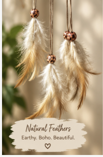 Earth & Ease Tan Double-Hoop Dreamcatcher closeup of feathers and beading