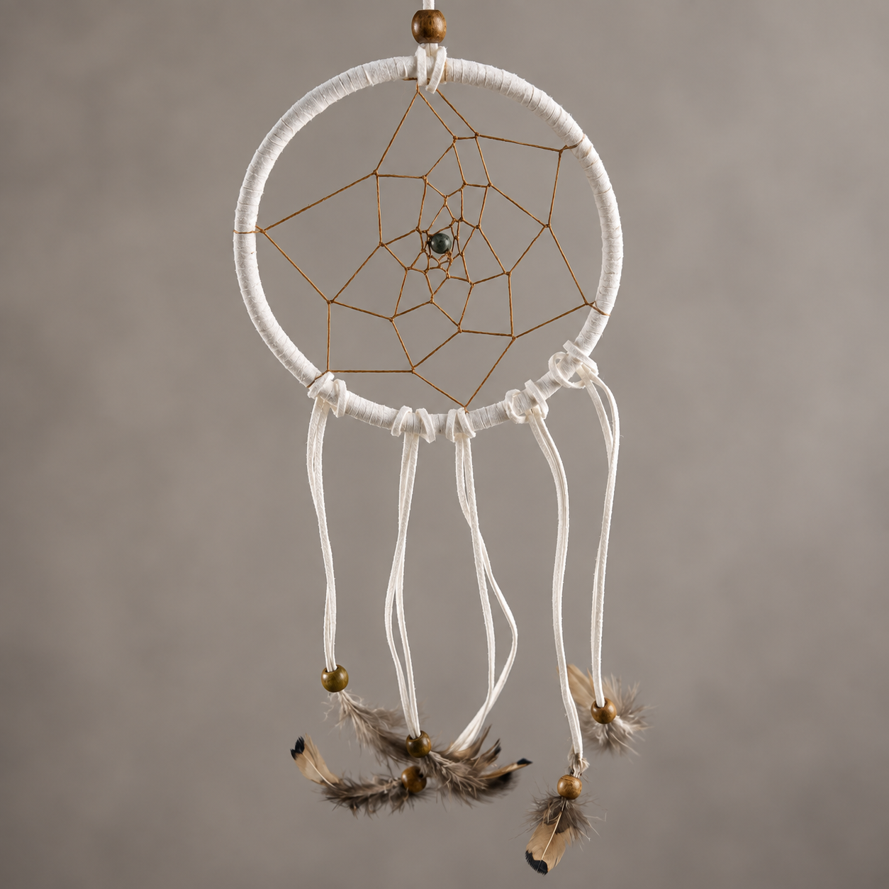 Fresh Start White Dreamcatcher with gray background