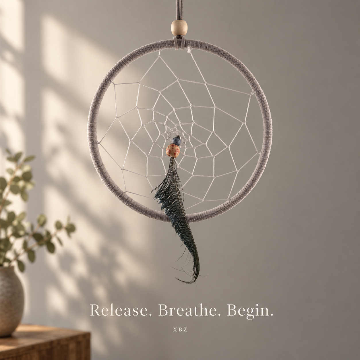 Quiet Wisdom Gray Dreamcatcher release. breathe. begin.