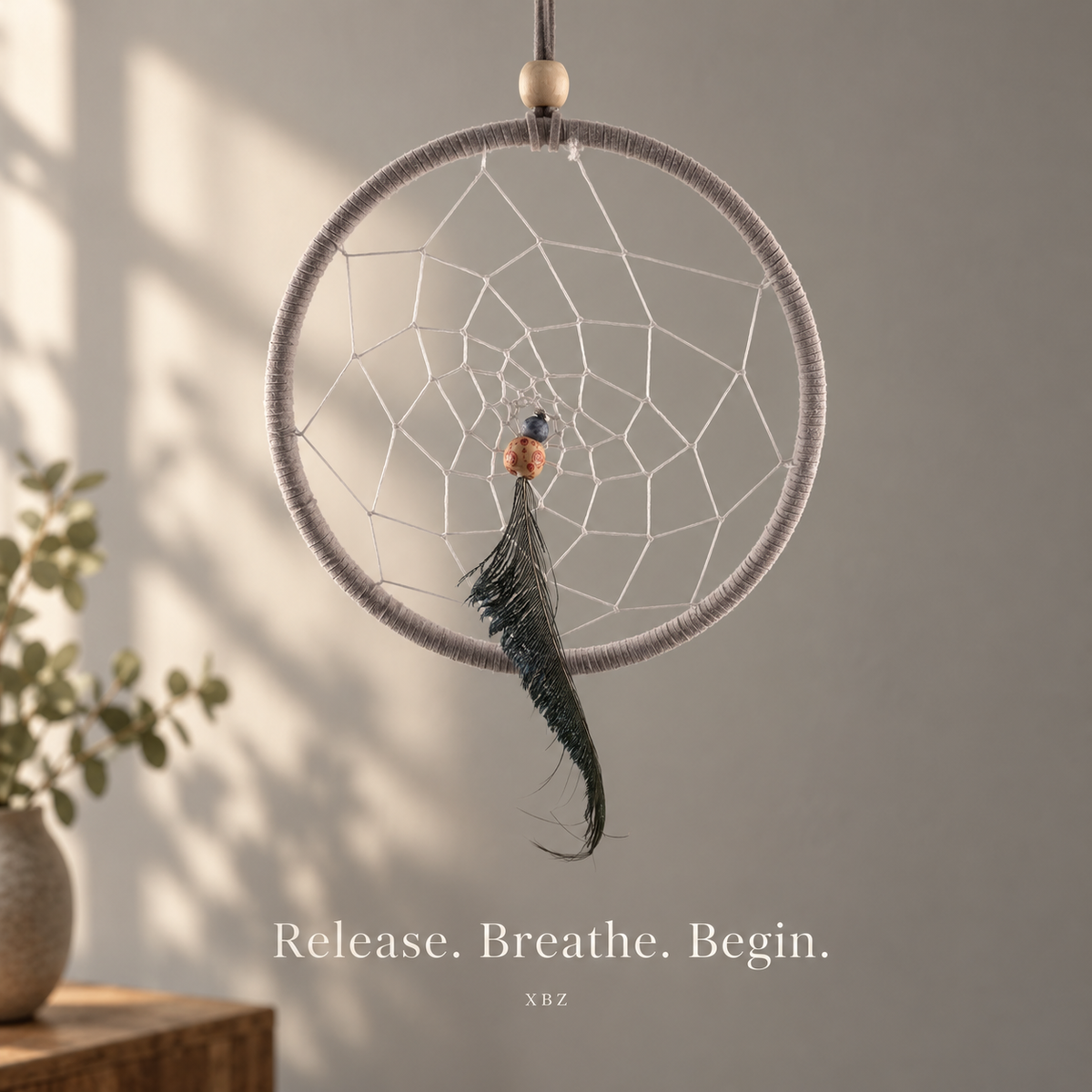 Quiet Wisdom Gray Dreamcatcher release. breathe. begin.