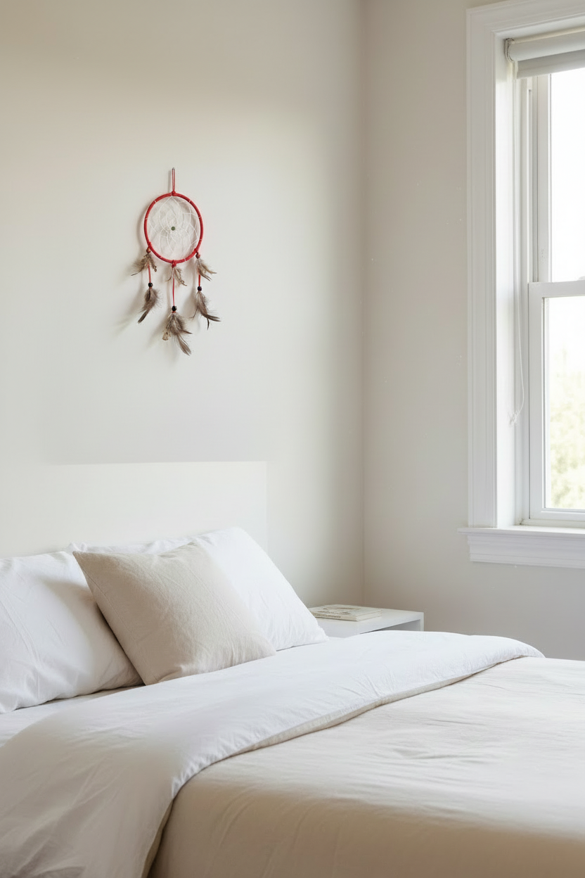 Single Red Dream Catcher in Bedroom