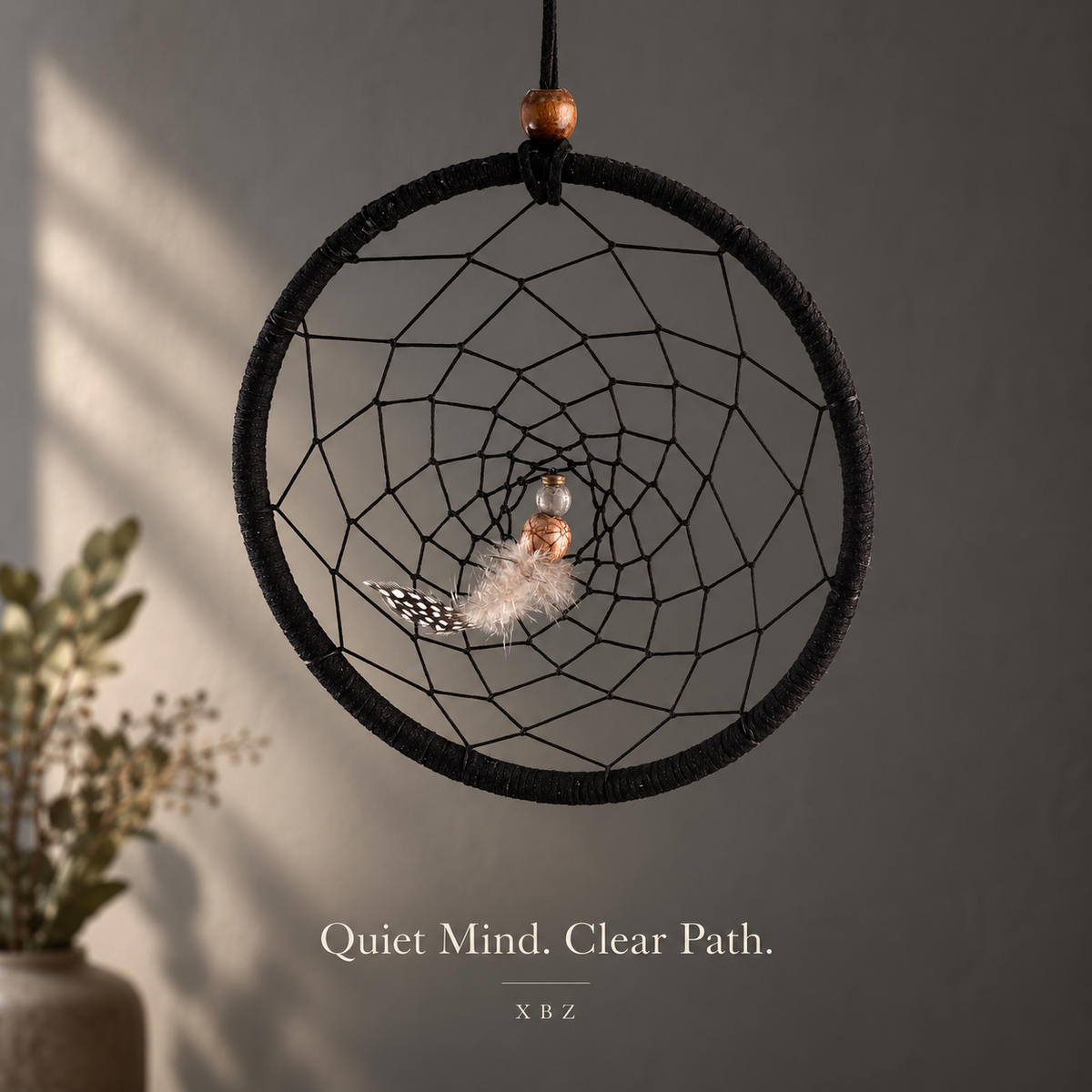 Stillpoint Black Dreamcatcher with inspirational saying