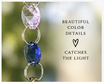Rainbow Crystal Rose Suncatcher beautiful color details, close up of crystal, catchers the light, heart