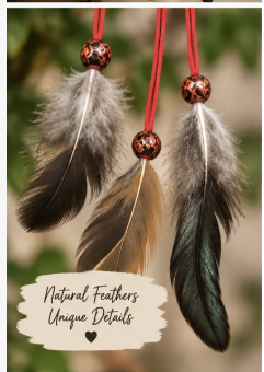 Bold Intentions Red & Black Double-Hoop Dreamcatcher closeup of featners