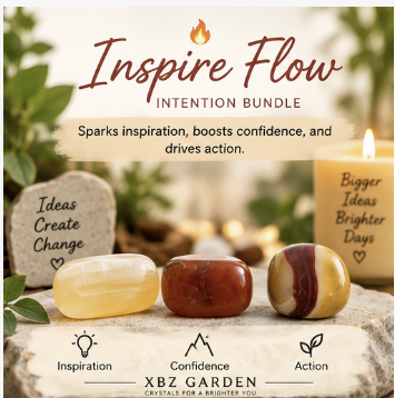 inspire flow intention bundle display of stones with positive sayings  A set of three polished tumbled stones  Carnelian, Mookaite, and Honey Calcite.