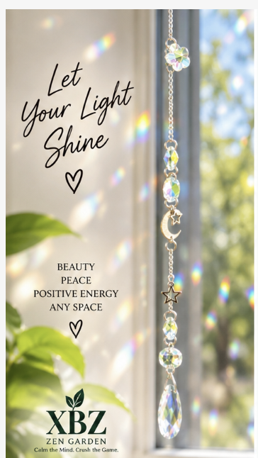 Let Your Light Lead Moon-and-Crystal Suncatcher let your light shine beauty peace positive energy any space