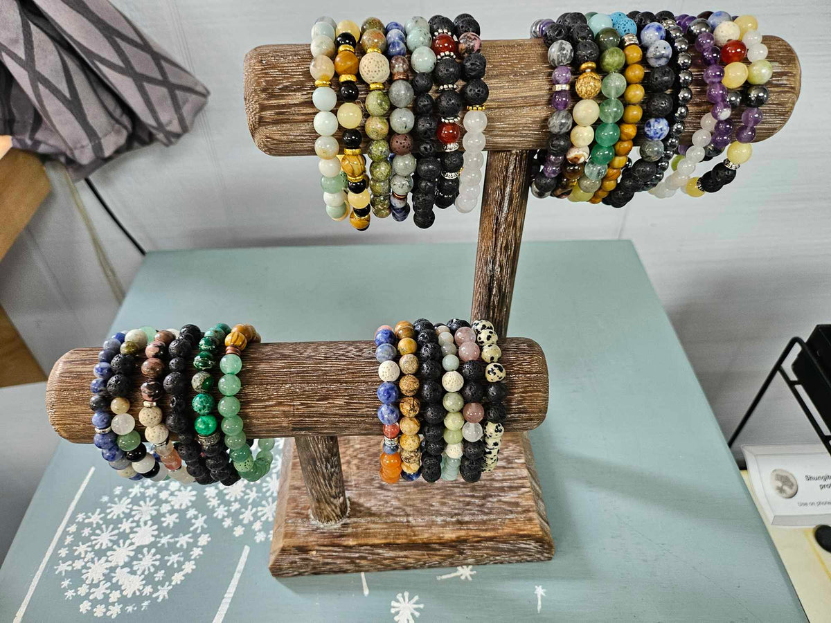 XBZ Crystal Aromatherapy Bracelet on display stand