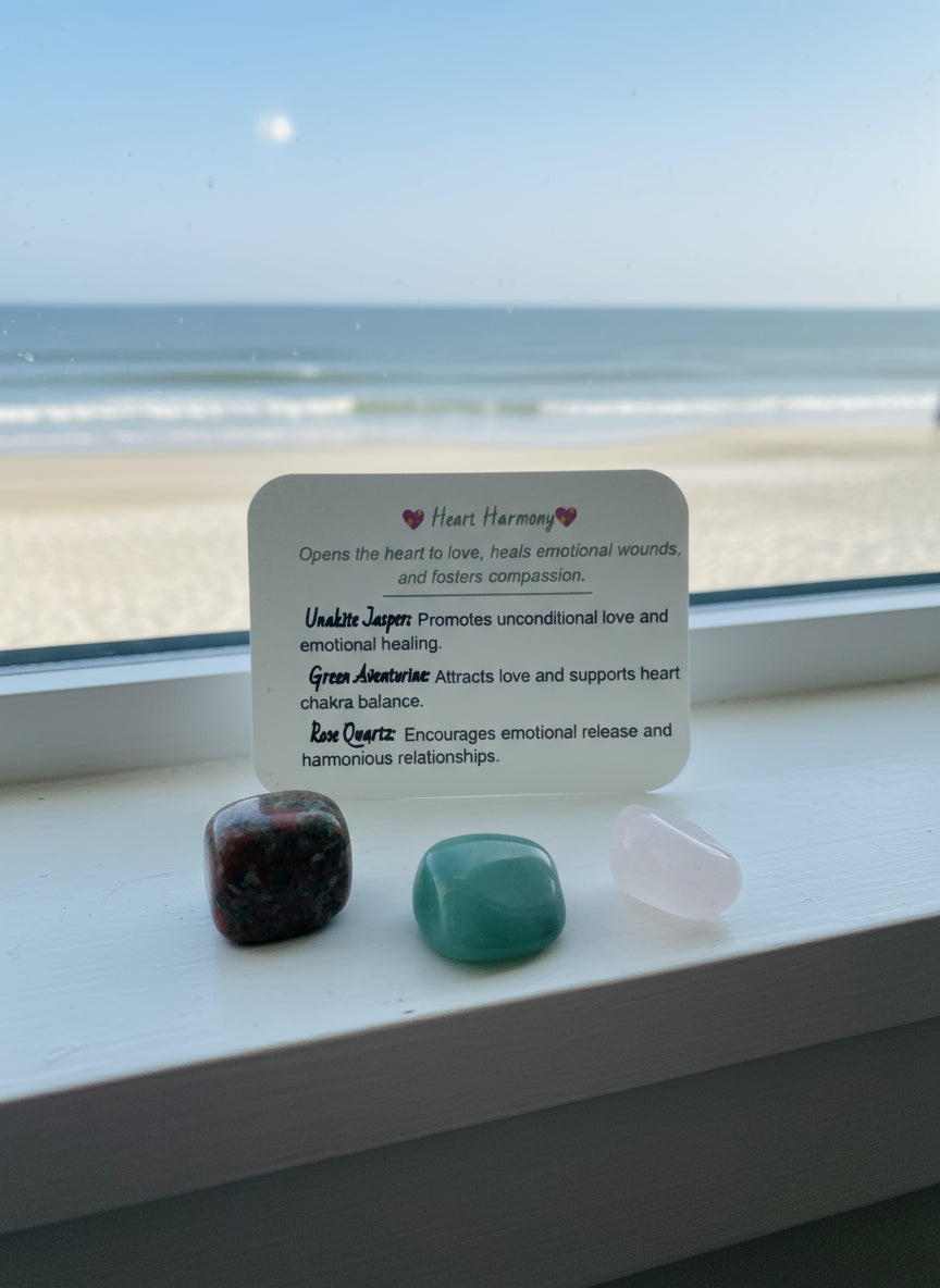 XBZ Crystal Bundle Heart Harmony with unakite jasper, green aventurine and rose quartz