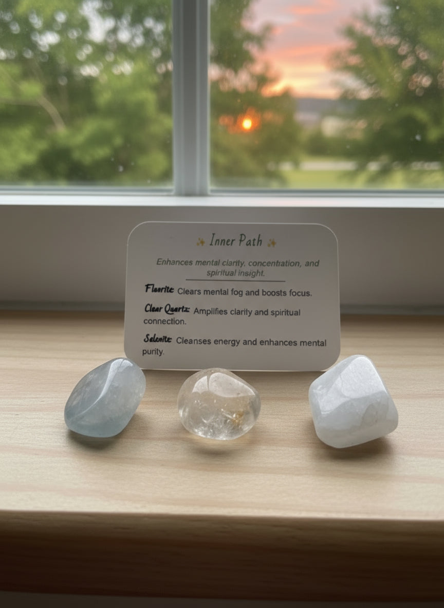 XBZ Crystal Bundle Inner Path with fluorite, clear quartz and selenite