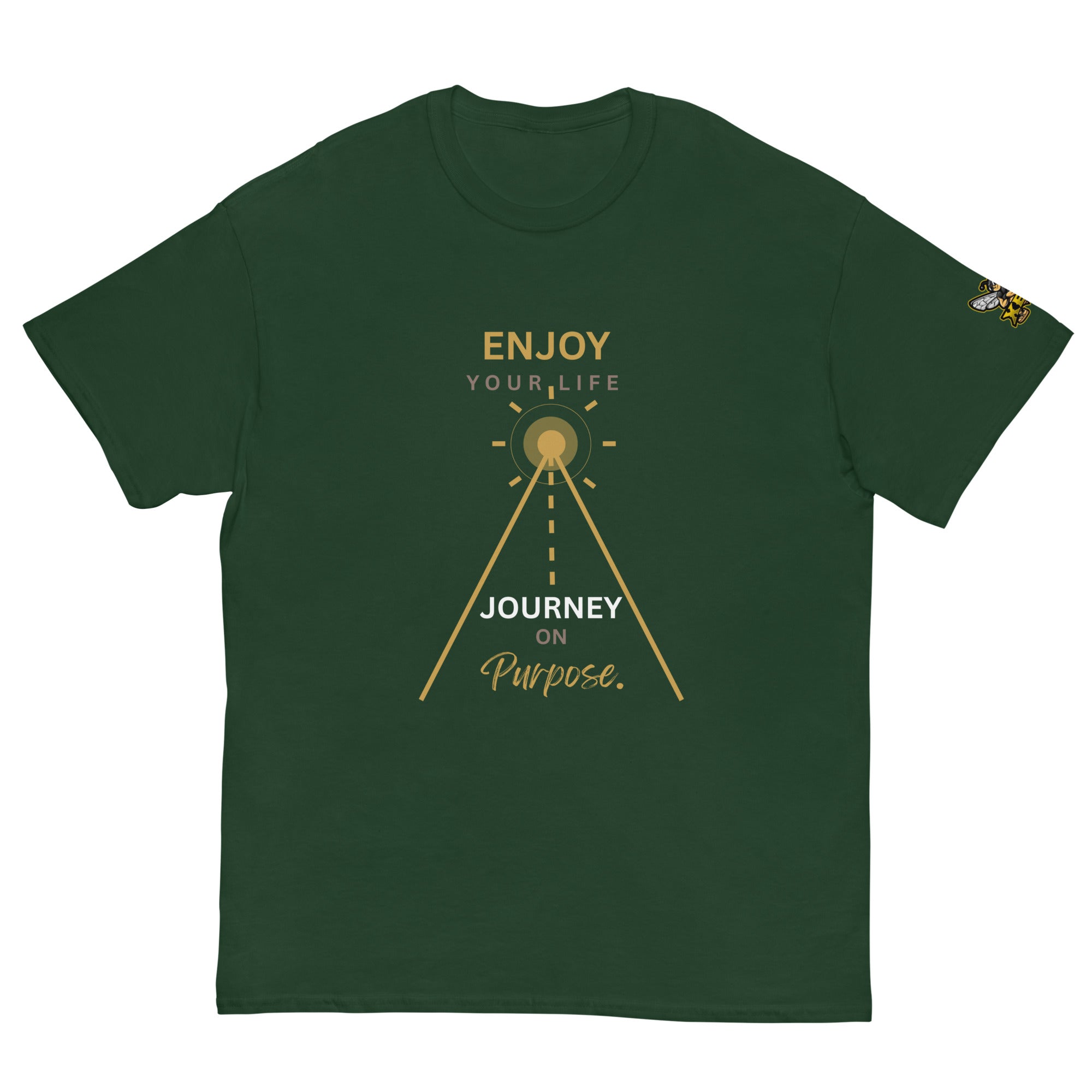Enjoy Your Life Journey On Purpose XBZ Essential Heavyweight Tee in forest green, alternate front view | XBZ