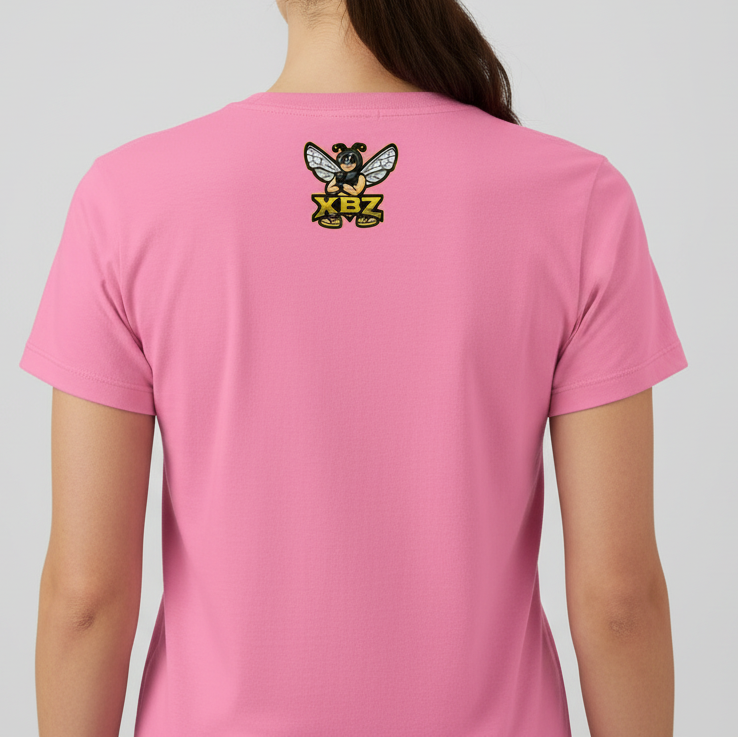 Women's XBZ Garden softstyle t-shirt in light pink, back view