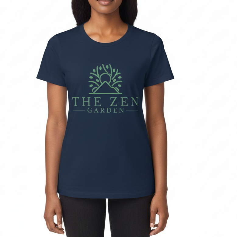 Women's XBZ Garden softstyle t-shirt in navy blue, front view