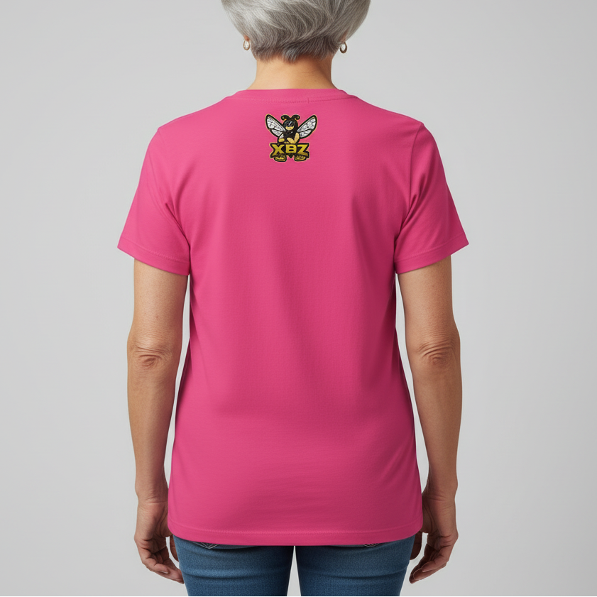 Women's XBZ Garden softstyle t-shirt in pink, back view