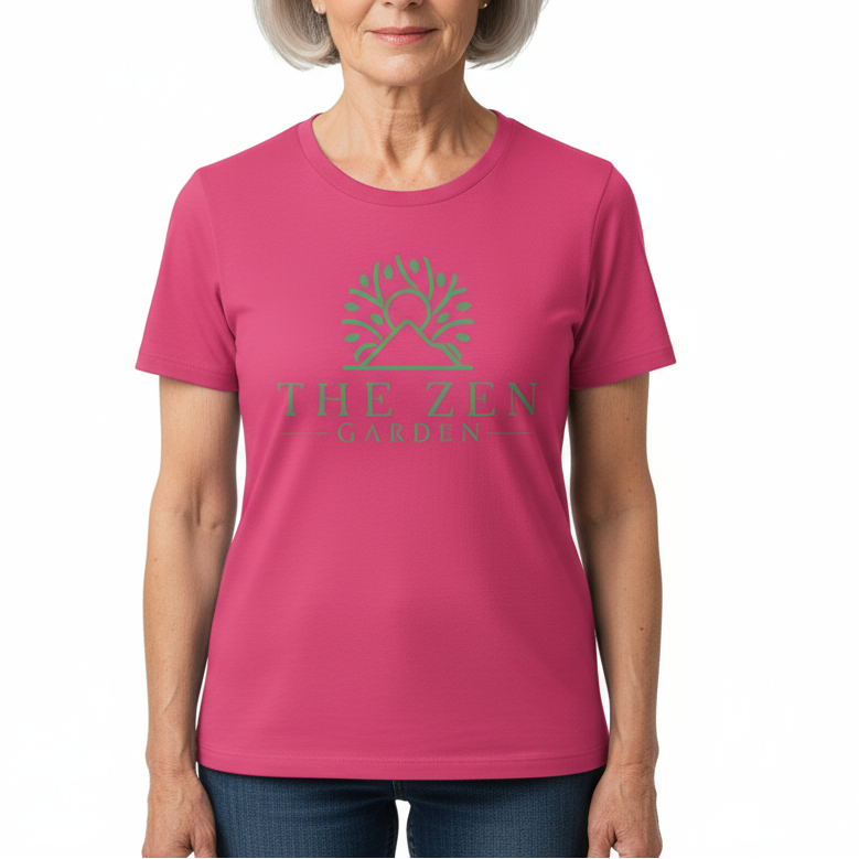 Women's XBZ Garden softstyle t-shirt in pink, front view
