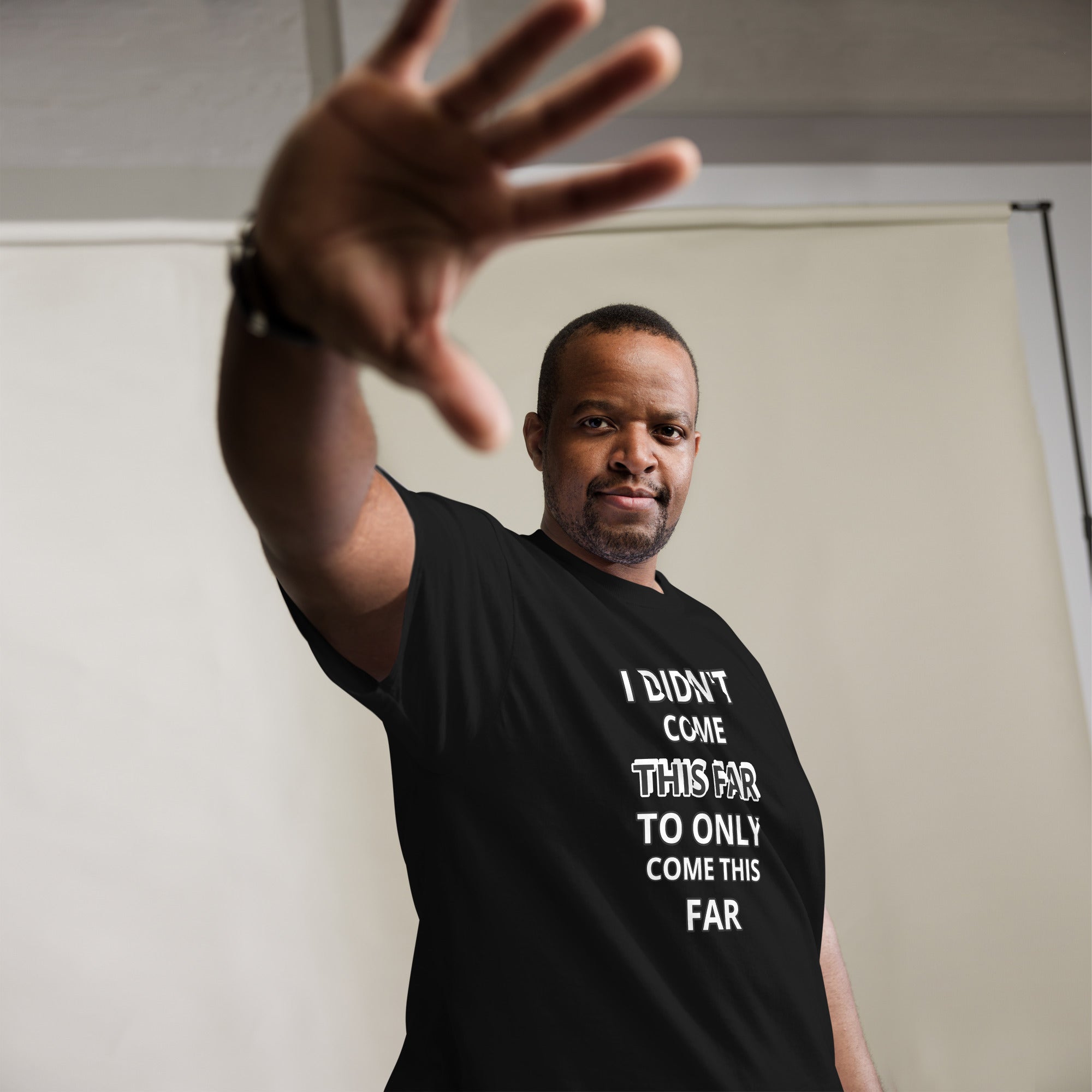 I Didn't Come This Far to Only Come This Far XBZ Tee in black, alternate front view | XBZ