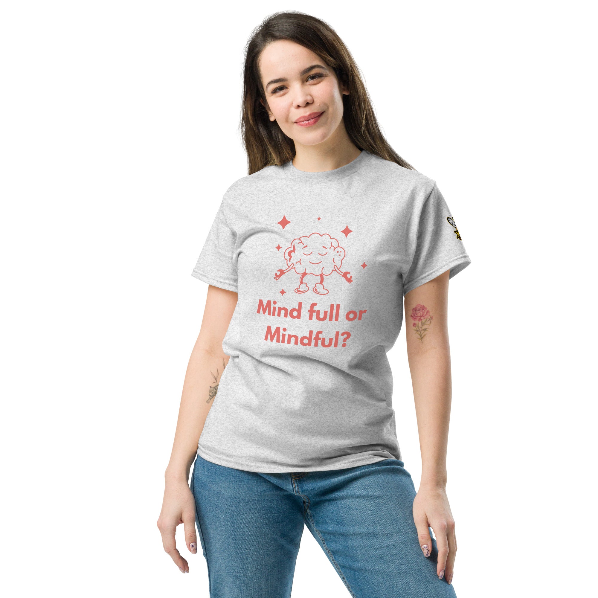 Mind Full or Mindful XBZ Tee in ash, front view | XBZ