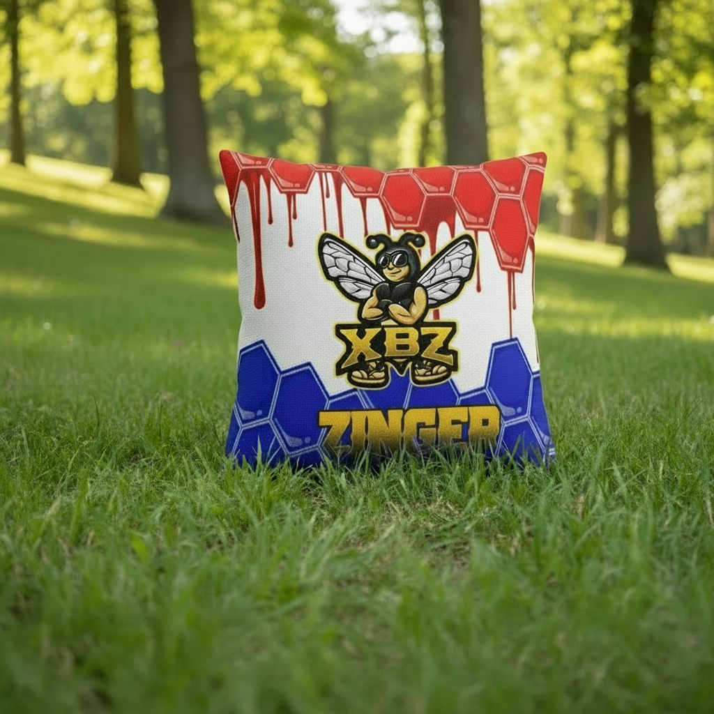 XBZ Zinger cornhole bag in red, white and blue